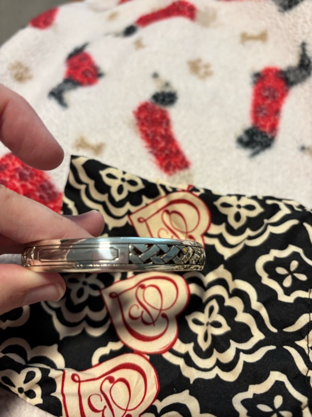 Silver Braided Edge Bangle Bracelet by